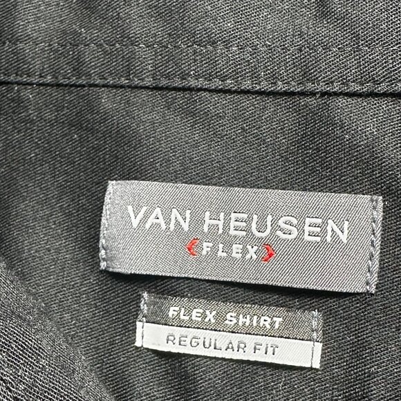 Van Heusen Flex Mens Black Regular Fit Long Sleeve Shirt Size 18.5 35/37 - Picture 4 of 11
